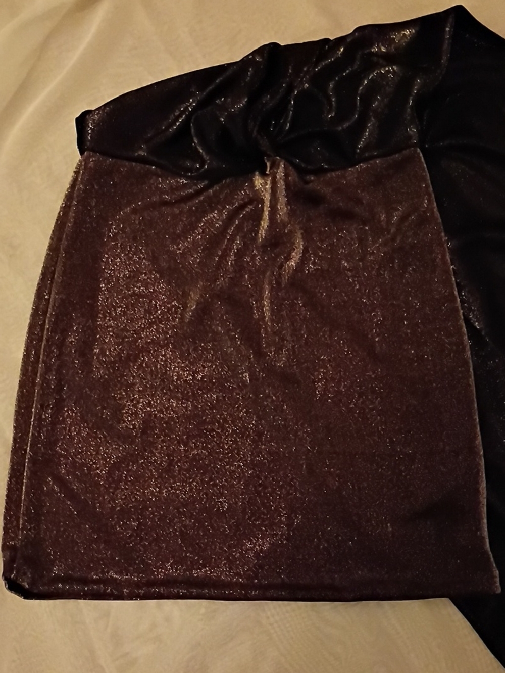 AllSaints Metallic Gold Shimmer On Black Twist-Front Maxi Skirt Over Mini Skirt - Picture 16 of 16